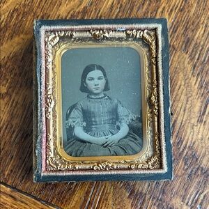 Civil War Vintage Framed Portrait with Gold Accents